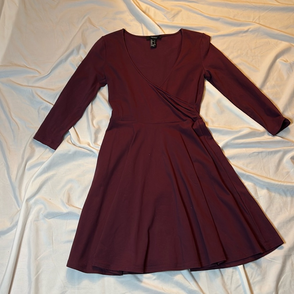 Forever 21 burgundy wrap dress size small